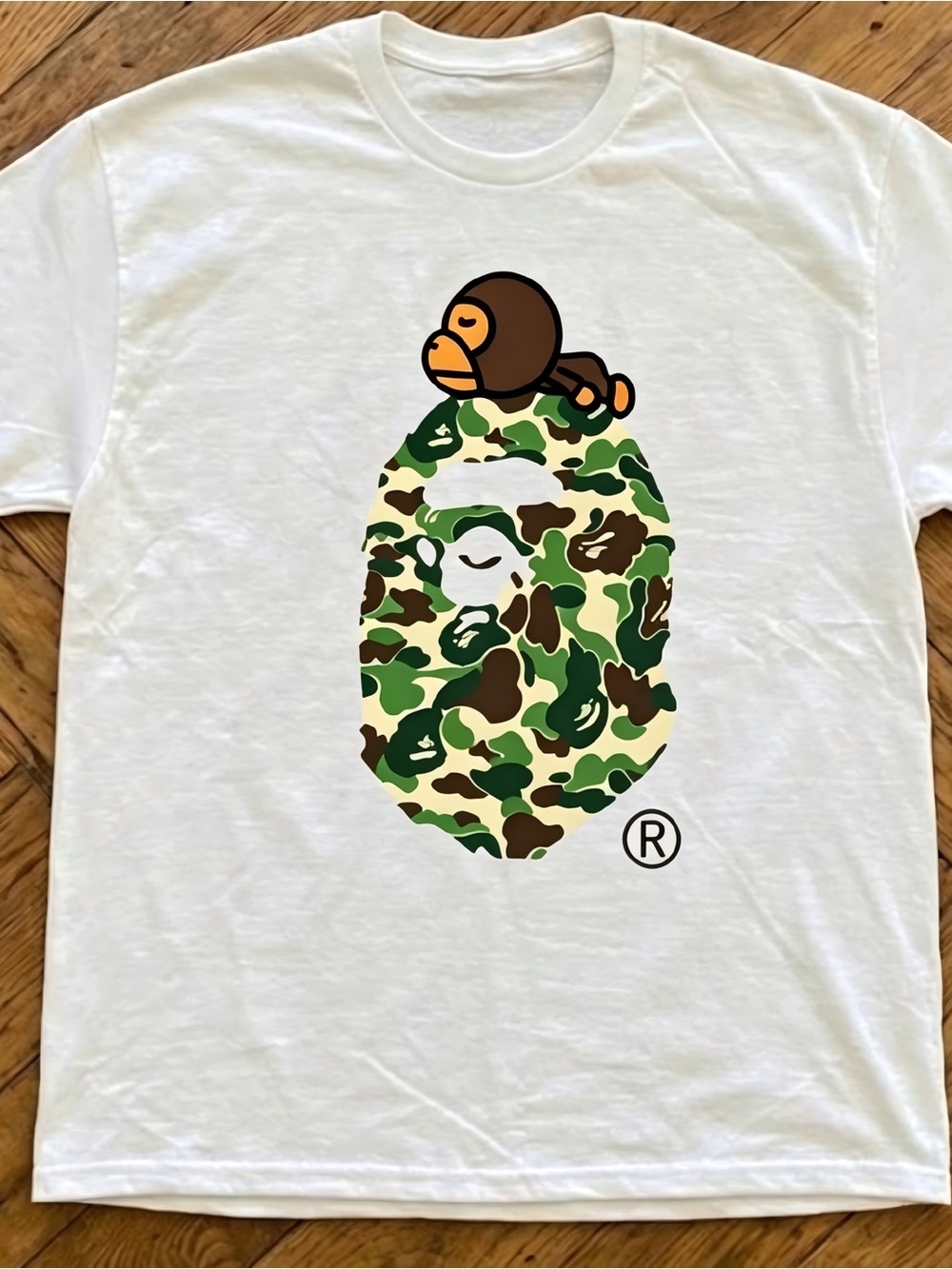 Baby Milo Camo Ape Head Graphic Streetwear Womens Mens T-shirt Unisex